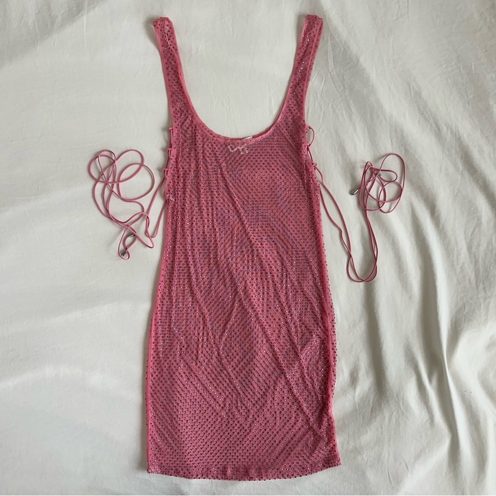 For Love and Lemons Sheer Rhinestone Mini Dress